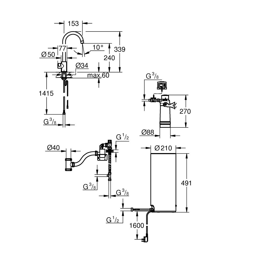 GROHE Red Mono - C-pip - L-size - Krom