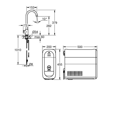 GROHE Blue Home Mono - C-pip - Krom