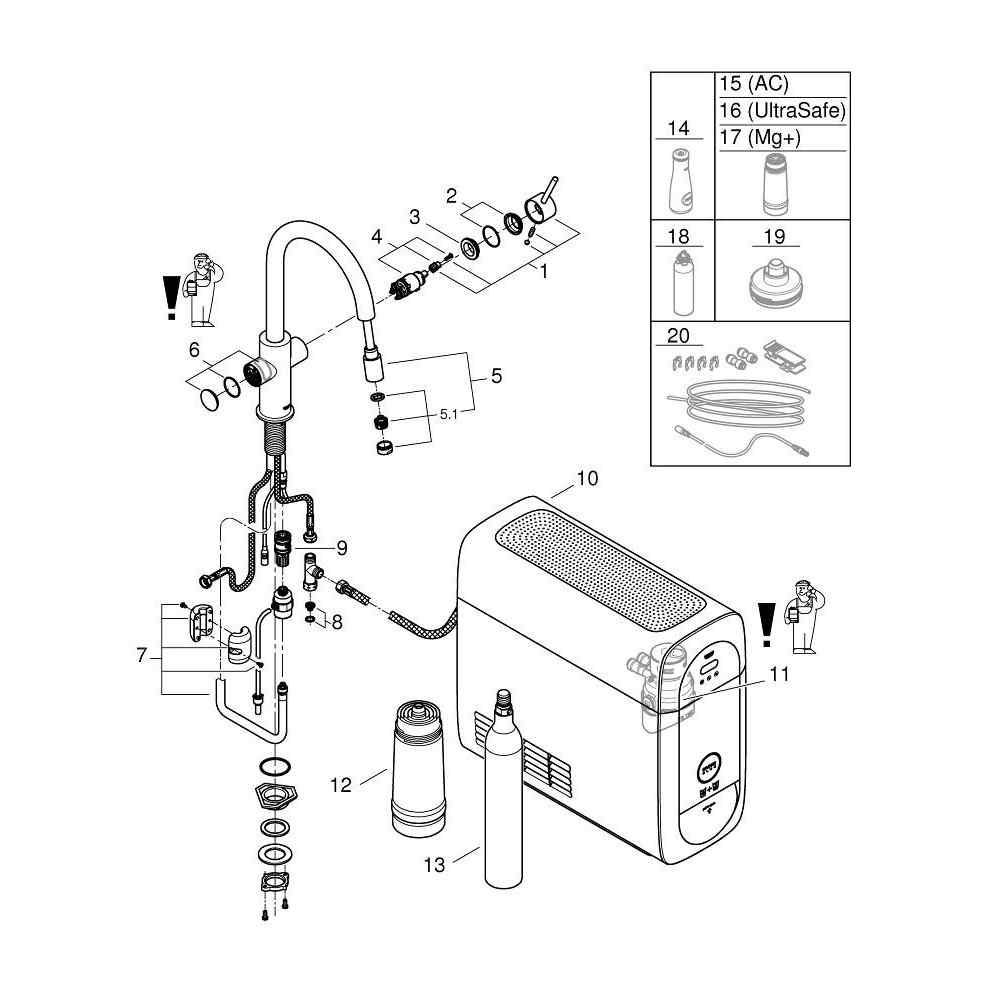 GROHE Blue Home - C-pip - Utdragbar - Krom Watertrade