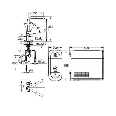 GROHE Blue Home - L-pip - Utdragsbar - Krom Grohe Blue Home