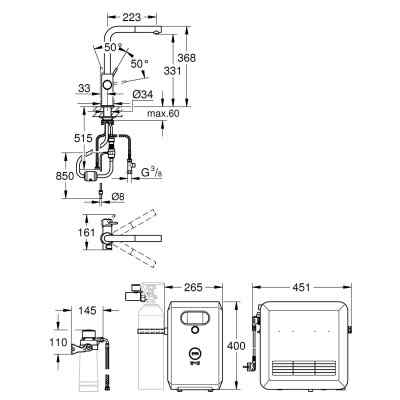 GROHE Blue Professional - L-pip - Utdragbar - Krom GROHE Blue Pro